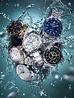 006 1 Still Life Product Photographer Pedersen water action splash watch jewellery liquid omega 